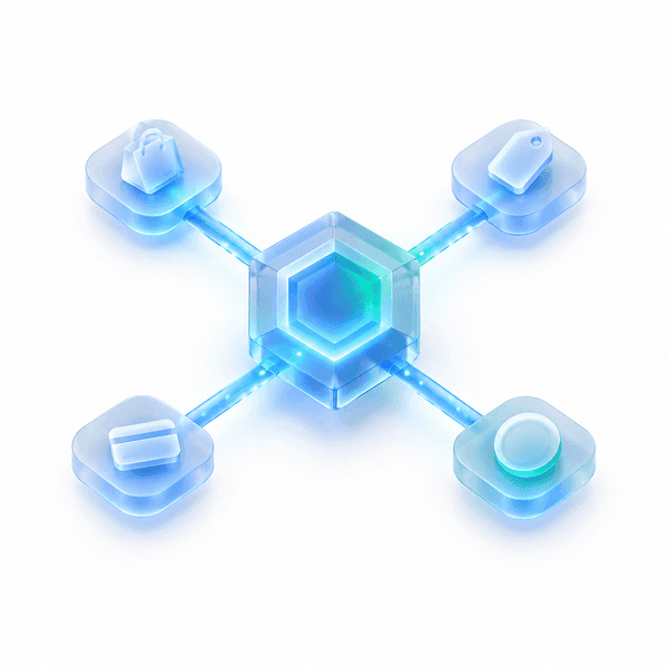 Abstract commerce API core feeding connected nodes