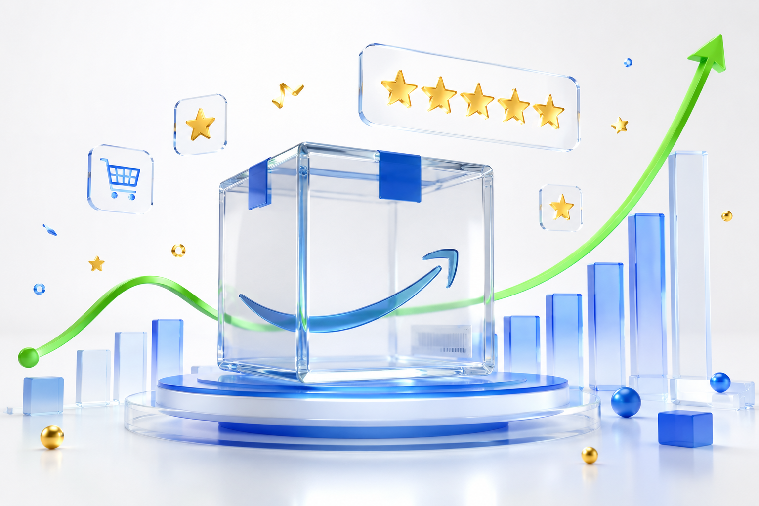 Conversion service illustration in brand blue and green