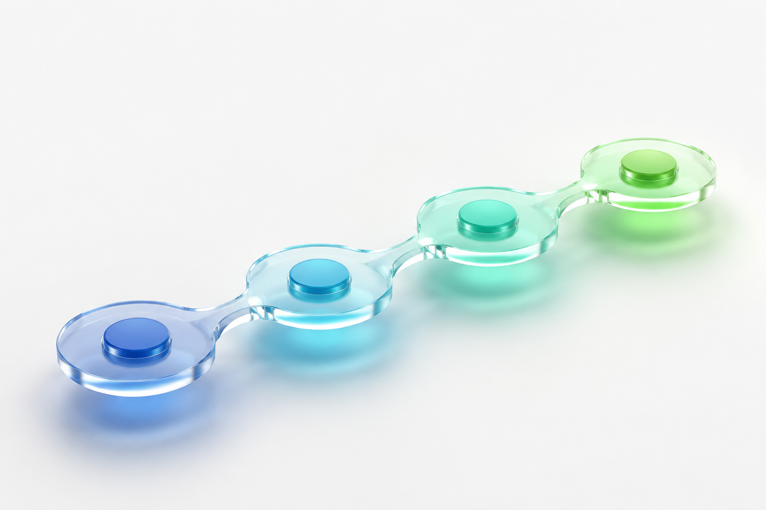 Conversion's four-stage growth process visualized in brand blue and green