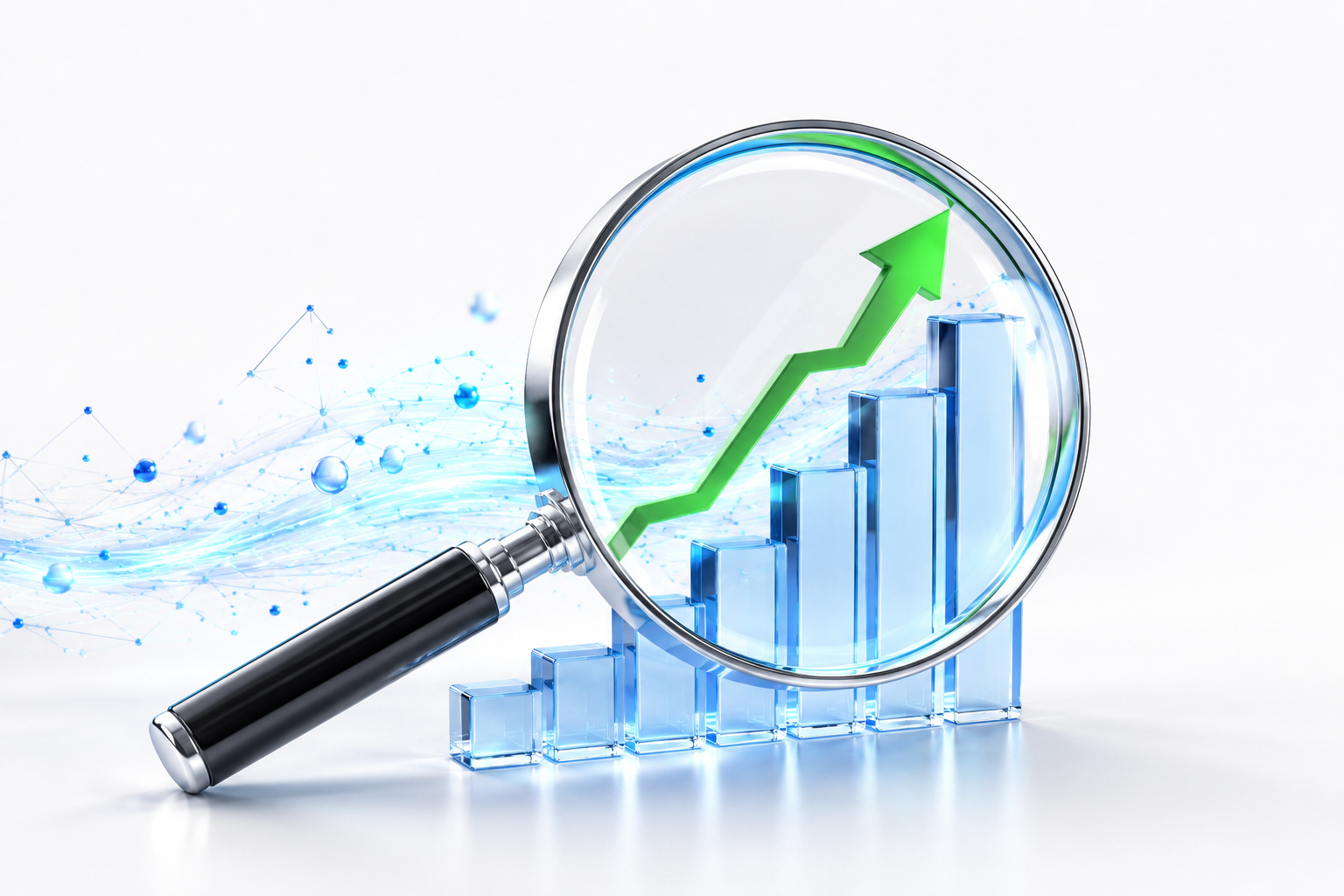Conversion service illustration in brand blue and green